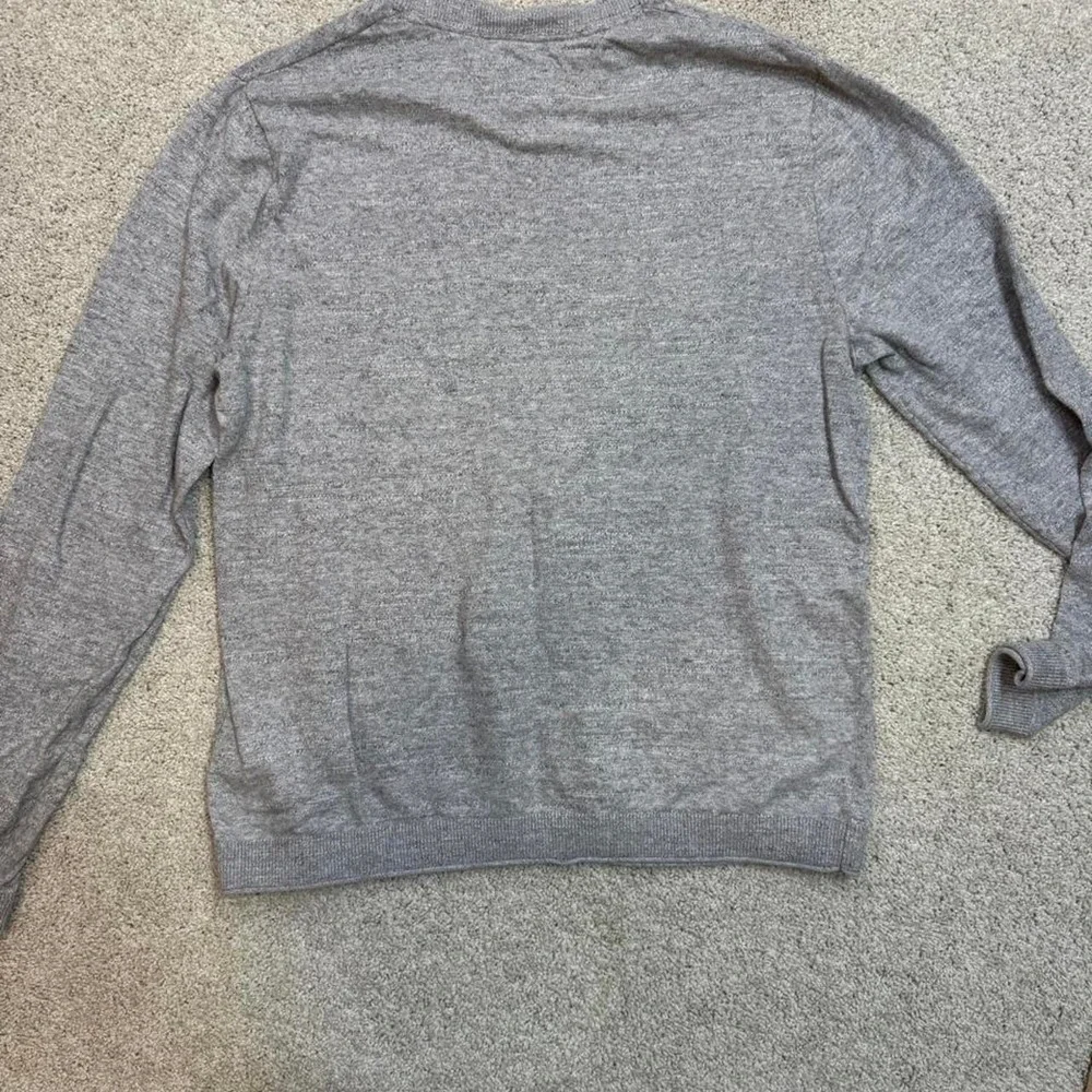 Tommy Hilfiger Mens Crewneck Sweater Gray Cotton Knit Flag Logo Size M